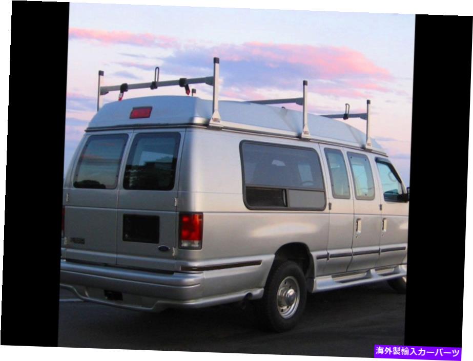 ルーフキャリア フォードエコノリン変換バン3バー1992-2014ラダールーフラックアルミニウムホワイト Ford Econoline Conversion Van 3 bar 1992-2014 Ladder Roof Rack Aluminum White