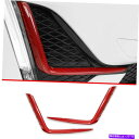 フォグライト レッドカーボンファイバーフロントフォグランプランプストリップトリムキャデラックCT5 2020-2022用2PCS Red Carbon Fibe...