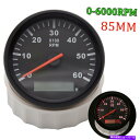 タコメーター 85mmマリンタコメーターボートタチョゲージデジタル時間メーター0-6000 rpm防水 85MM Marine Tachometer Boat Tacho Gauge Digital Hourmeter 0-6000 RPM Waterproof