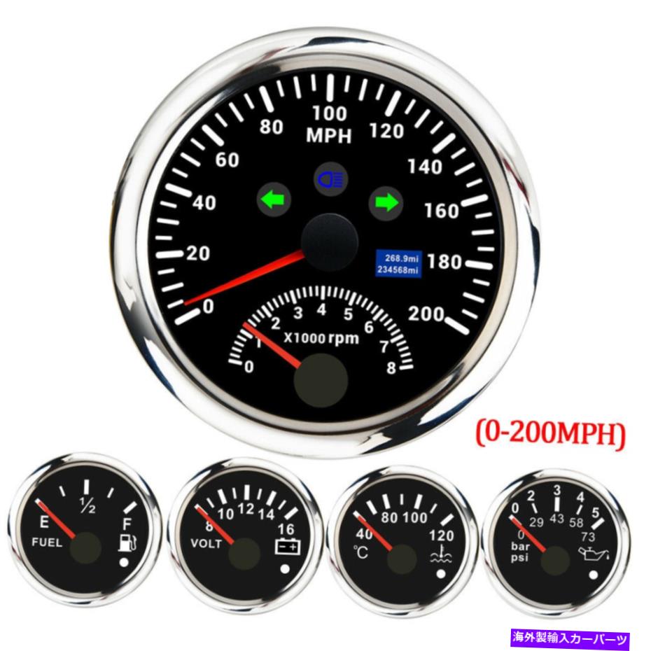 ᡼ 85mm gps®ٷ0-200mph w/52mmǳ٥ܥå 85mm GPS Speedometer 0-200MPH w/Tacho 52mm Fuel Temp Volt Oil Pressure Gauge Set
