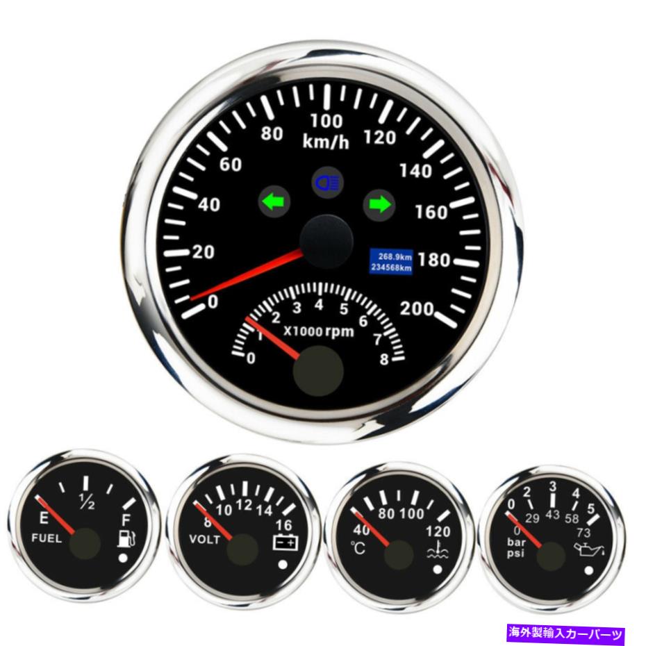 ᡼ 585mm gpsԡɥ᡼0-200km/h w/+52mmǳ٥ܥ 5 Gauge 85mm GPS Speedometer 0-200Km/H w/Tacho+52mm Fuel Temp Volt Oil Pressure