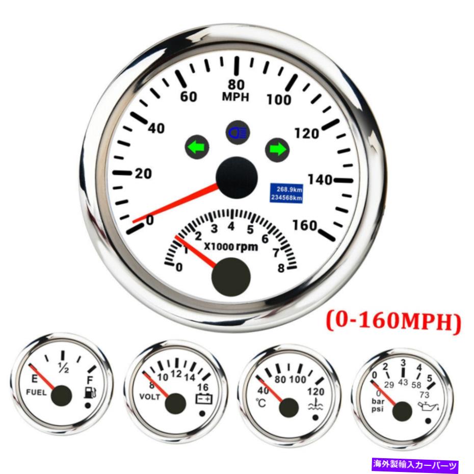 ᡼ 585mm GPSԡɥ᡼0-160mph w/+ 52mmǳ٥ܥ 5 Gauges 85mm GPS Speedometer 0-160MPH w/Tacho+ 52mm Fuel Temp Volt Oil Pressure