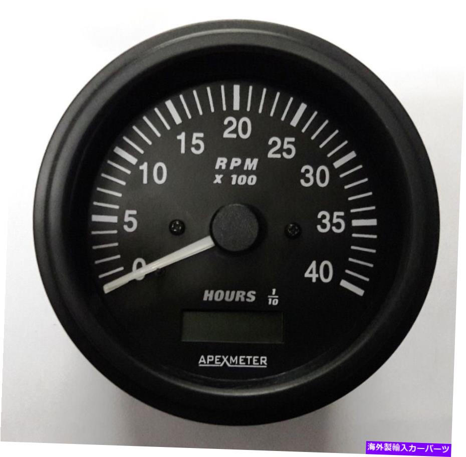 タコメーター タコメーター/時間メーター0-4000 rpmオルタネーターブラックベゼル +24V Tachometer/Hourmeter 0-4000 RPM Alternator Black Bezel +24V