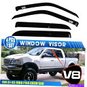 バグシールド フィット01-03フォードF150クルーキャブ&リンカーンブラックウッドウィンドウバイザーシェードw/ v8 Fits 01-03 Ford F150 Crew Cab & Lincoln Blackwood Window Visors Shade w/ V8(2)