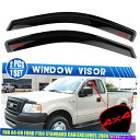 バグシールド フィット04-08フォードF150標準キャブウィンドウバイザーレインガードベントw/レッド4x4 Fits 04-08 Ford F150 Sta...
