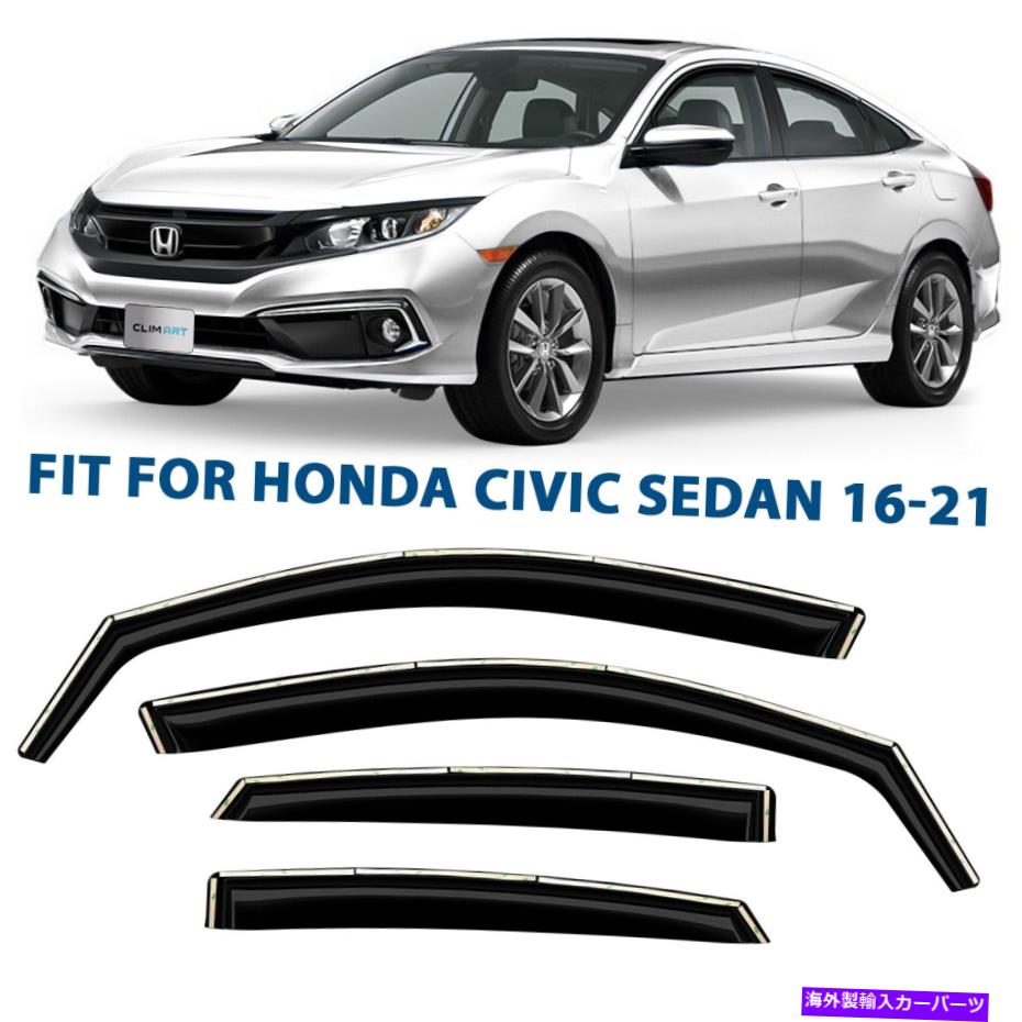 Front Grill - バグシールド 16-21ホンダシビックインチャネルのクライミングアートウィンドウバイザー CLIM ART Window Visor for 16-21 Honda Civic in-channel【並行輸入品】