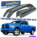 バグシールド トラックのためのグッドイヤーウィンドウレインガードダッジラム09-18クアッドキャブインチャネル4PCS Goodyear Window Rain...
