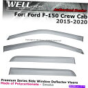 バグシールド F-150のウェルバイザー15-20クルーキャブサイドクリップウィンドウバイザーのクリップオン WELLvisors For F-150 15-20 Crew Cab Side Clip on Window Visors Clip-on(2)