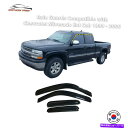 バグシールド シボレーシルバラードエクステンデッドキャブ1999-2006(4PCS)スモークテープオンのレインガード Rain Guards for Chev...