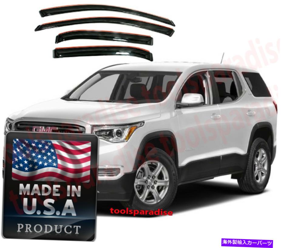 バグシールド GMC Acadia 2017-2019サイドウィンドウシェード風力デフレクターレインガードキットFR＆RR GMC Acadia 2017 - 2019 SIDE Window Shade Wind Deflector RAIN GUARD KIT Fr & Rr