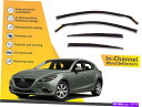バグシールド チャンネル風力発電機でマツダのレインガード3 5ドアハッチバック2013-201 ... In channel wind deflectors rain guards for Mazda 3 5 door hatchback 2013-201...(2)