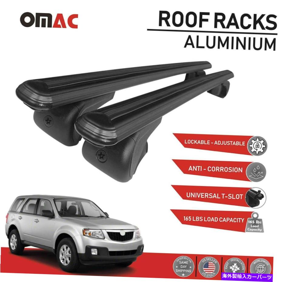 クロスバー ルーフラッククロスバー荷物キャリアブラックマツダトリビュート2008-2012 Roof Rack Cross Bars Luggage Carrier Black for Mazda Tribute 2008-2012