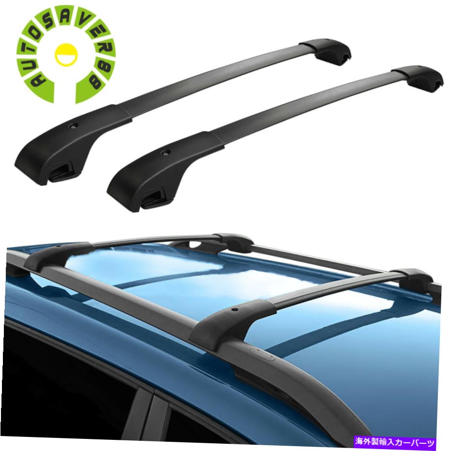 クロスバー 2014-22ジープチェロキーブラックルーフトップクロスバークロスバーレールラックキャリア For 2014-22 Jeep Cherokee Black Roof Top Cross Bars Crossbars Rail Rack Carrier【並行輸入品】