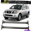 クロスバー 適合05-12日産パスファインダールーフラッククロスバー荷物キャリアブラック Fits 05-12 Nissan Pathfinder Roof R...