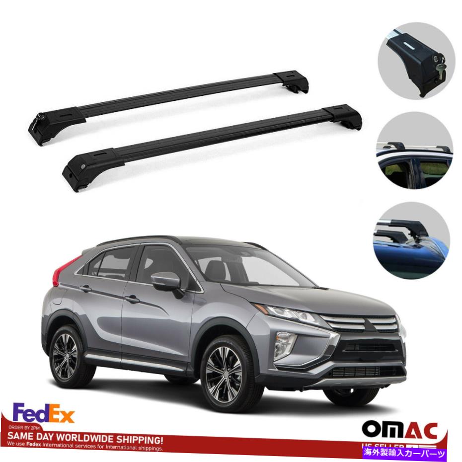 クロスバー Mitsubishi Eclipse Cross 2018-2022ルーフラック荷物荷物輸送業者ブラックに Fits Mitsubishi Eclipse Cross 2018-2022 Roof Rack Luggage Cargo Carrier Black