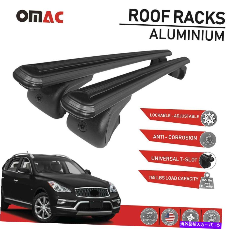 クロスバー ルーフラッククロスバー荷物キャリアブラックインフィニティQX50 2014-2018 Roof Rack Cross Bars Luggage Carrier Black for Infiniti QX50 2014-2018