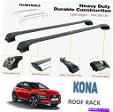 クロスバー フィットヒュンダイコナ2018-2022ルーフラッククロスバー貨物運搬車ブラックセット Fits Hyundai Kona 2018-2022 Roof Rack Cross Bars Cargo Carrier Black Set