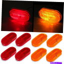 サイドマーカー 8xアンバー＆レッドLEDオーバル4 x2 サイドマーカーライトトレーラートラック用信号ランプ 8x Amber Red LED Oval 4 x2 Side Marker Lights Signal Lamp For Trailer Truck