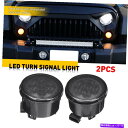 サイドマーカー フロントグリルスモークレンズアンバーLEDジープラングラーJK 2007-18のターンシグナルライト Front Grill Smoke Lens Amber LED Turn Signal Lights for Jeep Wrangler JK 2007-18(2)