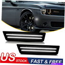 サイドマーカー 2*スモークカーフロントフェンダーLED 08-14ダッジチャレンジャーの白いサイドマーカーライト 2*Smoked Car Front Fen...