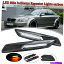 サイドマーカー BMW 1/3/5シリーズの2x18のカーボンファイバーフェンダーサイドマーカーターンシグナルライト 2x 18LED Carbon Fiber...