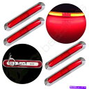 サイドマーカー 4x Red 21 LEDカーサイドマーカーシグナルライトは、Van Semi Truck Trailer用にクローム化されています 4X Re...