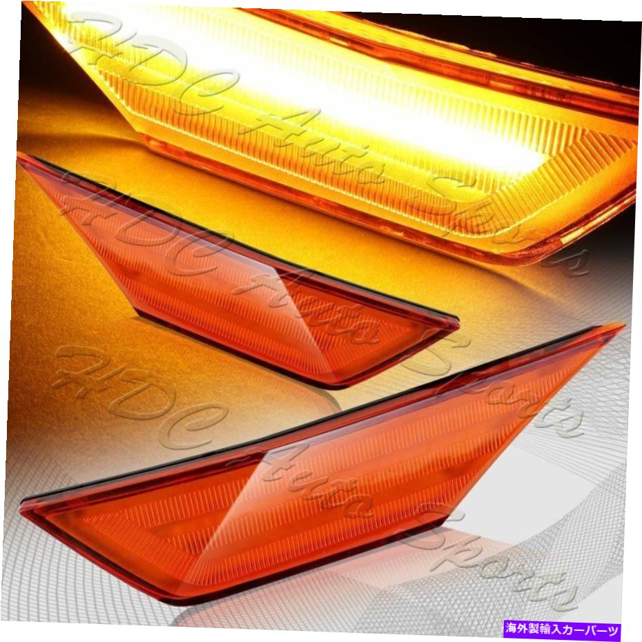 サイドマーカー 2016-2020ホンダシビックLEDアンバーレンズバンパーターンシグナルサイドマーカーライト For 2016-2020 Honda Civic LED Amber Lens Bumper Turn Signal Side Marker Lights
