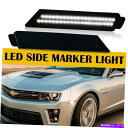 サイドマーカー 2xホワイトLEDスモークカーフロントサイドマーカーライトフィット2010-2015シボレーカマロ 2x White LED Smoked Ca...