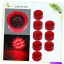 サイドマーカー 8ラウンドレッド9台のトラックトレーラー防水サイドマーカークリアランスライト2 "のパック Pack of 8 Round Red 9LED Truck Trailer Waterproof Side Marker Clearance Light 2"