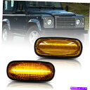 サイドマーカー アンバーレンズアンバーLEDサイドマーカーライト98-15ランドローバーディフェンダー98-04 LR2 Amber Lens Amber Led Side Marker Light for 98-15 Land Rover Defender 98-04 LR2