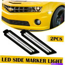 サイドマーカー 2PCSスモークホワイトLEDカーフロントサイドマーカーライト2010-2015シボレーカマロ 2PCS Smoked White LED Ca...