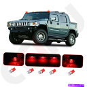 サイドマーカー 5×レッドキャブマーカードライビングライトレンズ&5x T10 5-5050 12V LED 03-09ハマーsut 5× Red Cab Ma...