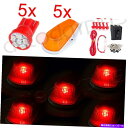 サイドマーカー 5xアンバーレンズレッドLEDキャブマーカーは、ライト +配線のピックアップトラックトレーラーの配線 5x Amber Lens Red LED...
