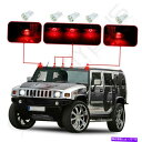 サイドマーカー 5PCSレッドキャブマーカールーフライトカバー+5x 6-3020 03-09ハマーH2用の白い電球 5PCS RED CAB MARKER R...