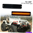 サイドマーカー ジープラングラーYJ 1987-1995スモークLEDフロントフェンダーバンパーサイドマーカーライト For Jeep Wrangler YJ 1987-1995 Smoked LED Front Fender Bumper Side Marker Lights(2)