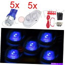 サイドマーカー Ford F-250トラッククリアレンズT10ブルーLEDキャブマーカーライト +配線パックの5PC 5PC FOR FORD F-250 TR...
