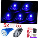 サイドマーカー 5xクリアレンズ6SMDブルーLEDキャブマーカーライト +トレーラートラックSUV用配線パック 5x Clear Lens 6SMD Blue...