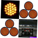 サイドマーカー 6x 4インチラウンドテールライトターンリバースバックアップランプアンバー24V 24 LED車 6X 4 inch Round Tail Li...