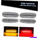 サイドマーカー 93-98のトヨタスープラMk.4 LEDフロントリアバンパーサイドマーカーライトクリアレンズ For 93-98 Toyota Supra Mk.4 LED Front Rear Bumper Side Marker Lights Clear Lens