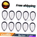 サイドマーカー 10pcsクリアアンバー15 ledキャブサイドマーカーシグナルライトフリーフィートライナーカスカディア 10PCS Clear Amber 1...