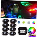 サイドマーカー 8PCS LEDロックライトテールライトワイヤレスBluetoothRGBカラーオフロードカー 8Pcs LED Rock Light Tail...