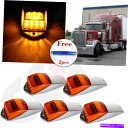 サイドマーカー 5xアンバークロム10インチ17 LEDキャブマーカールーフライトピータービルト +フリーライト 5x Amber Chrome 10 inch...