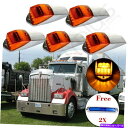 サイドマーカー Peterbilt Kenworth +Free Sideマーカー用の5xアンバークロム17のキャブマーカーライト 5X Amber Chrom...