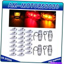 サイドマーカー 11pcsアンバークロム17枚のキャブマーカーライトw 4pcs freightliner for freightliner 11PCS AMB...
