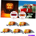 サイドマーカー 5xクロムアンバーLEDキャブマーカーライト+トラックトレーラー用の8x赤/アンバーサイドマーカー 5X Chrome Amber LED Ca...