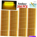 サイドマーカー 200xアンバーLEDサイドマーカーランプクリアランストレーラーライトインジケータートラックバン12V 200x Amber LED Side Marker Lamp Clearance Trailer Light Indicators Truck Van 12V