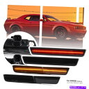 サイドマーカー 15-22ダッジチャレンジャーワイドボディフェンダーフレアのための4xスモークLEDサイドマーカーライト 4X Smoked LED Side Marker Light for 15-22 Dodge Challenger Widebody Fender Flare