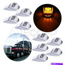 サイドマーカー 9xアンバー17 LEDキャブマーカー屋根ランニングトラックトレーラーライトユニバーサルクロム 9x Amber 17 LED Cab Mark...
