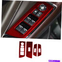 trim panel 4PCSレッドカーボンファイバーウィンドウリフトスイッチパネルカバーマツダCX-9 2016+のトリム 4Pcs Red Carbon F...