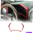 trim panel 内側のダッシュボードパネルトリム装飾ストリップカバーフォードF150 15+赤いカーボンファイバー Inner Dashboard Pan...